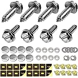 ZXFOOG Stainless Steel License Plate Screws- Rust Proof Silver Slotted Hex Self-Tapping Screws, M6X20mm Metric 1/4" Car Tag B