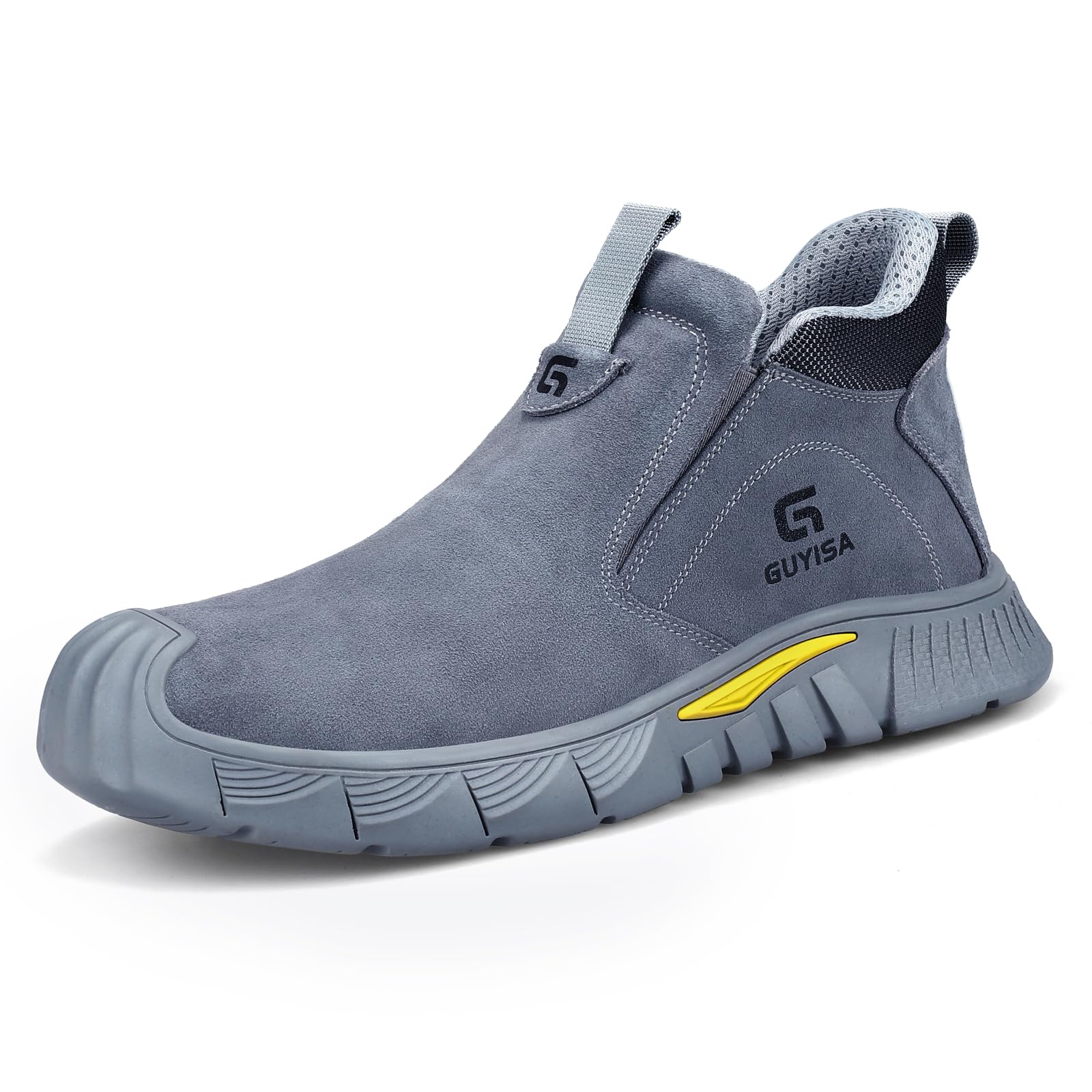 Photo 1 of ****RUNS SMALL***** GLANOUDUN Welding Work Boots for Men Slip on Steel Toe Shoes for Men Indestructible Men's Steel Toe Boots Comfortable Safety Work Shoes Construction Welder Safety Footwear Grey
