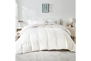KUSNUG 100% Organic Cotton Feather & Down Fibers Comforter King Size, All-Season Hotel-Style Hypoallergenic Duvet Insert, Ivory White 106x90 Inch