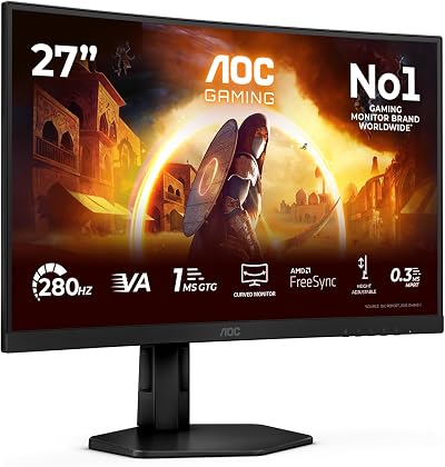 AOC C27G4ZXU 27 inch Curved FHD Gaming Monitor 280 Hz HDR10 FreeSync