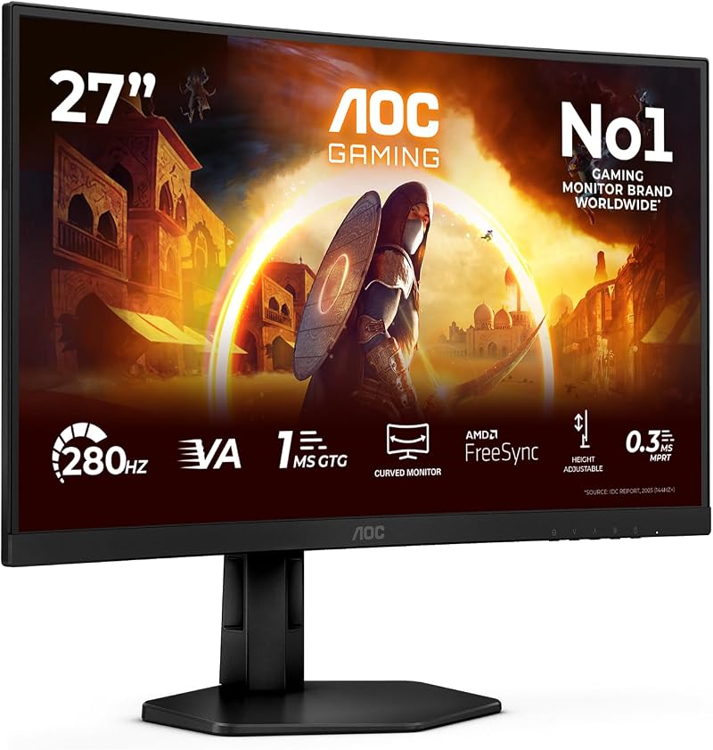 AOC C27G4ZXU 27 inch Curved FHD Gaming Monitor 280 Hz HDR10 FreeSync