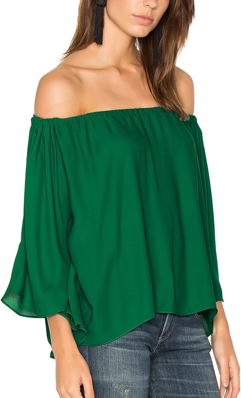 asymmetric batwing off shoulder blouse