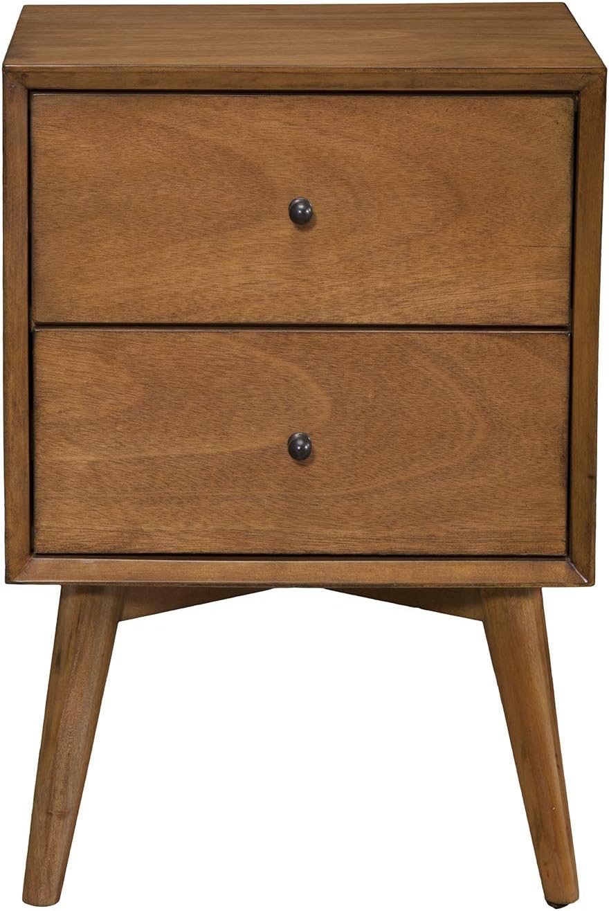 Amazon Com Alpine Furniture Flynn Mid Century Modern 2 Drawer Nightstand 15 L X 18 W X 26 H Acorn Furniture Decor