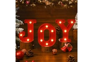 EDYCON Christmas Letter Lights Sign Table Decorations Christmas LED Light up Letters Battery Powered Letter for Home Bar Christmas Party Bedroom Tabletop Decor Gift(Joy)