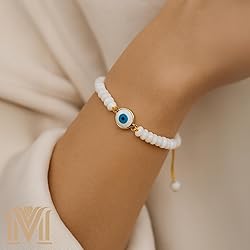 Handmade Evil Eye Bracelet – White Mother of