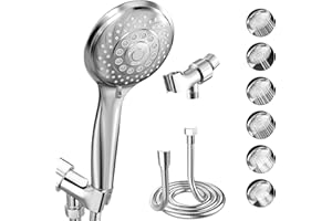 VEHHE 6 Spray Modes Handheld Shower Head Saving Water, Bright Shower Head with Anti-Clog Nozzles and Anti-Leak, Shower Head w