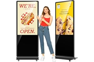 HomeTreeX 55'' Digital Signage Display Smart Android LCD Sign Kiosk Electronic Menu Board Advertising Display Screen Monitor HDMI WiFi USB 4K Media Video Player (Touchscreen,Black)