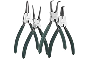4 Pack 7 inch Snap Ring Pliers Set Heavy Duty Internal/External Circlip Pliers Kit with Straight Bent Jaw Precision Spring Lo