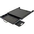 RSF1111BK21F4K3 1U Compact rack mount keyboard drawer with retractable mouse pad for either right or left hand operator supports 4 post rack from 18.85 inch up to 31 inch depth rack cabinet