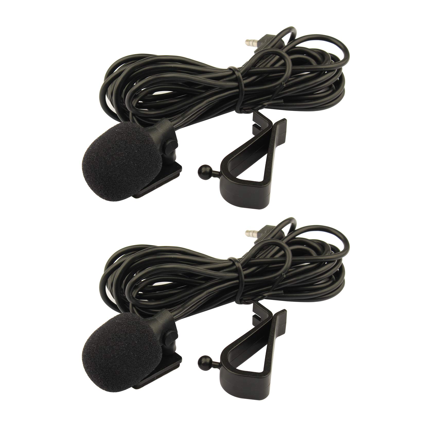 Futheda 2 Pack 3.5mm Portable Car External Microphone Assembly Mic Compatible with Car Vehicle Head Unit Bluetooth Enabled Stereo Radio GPS DVD Laptop Enabled Stereo Player with 3m Cable Plug and Play
