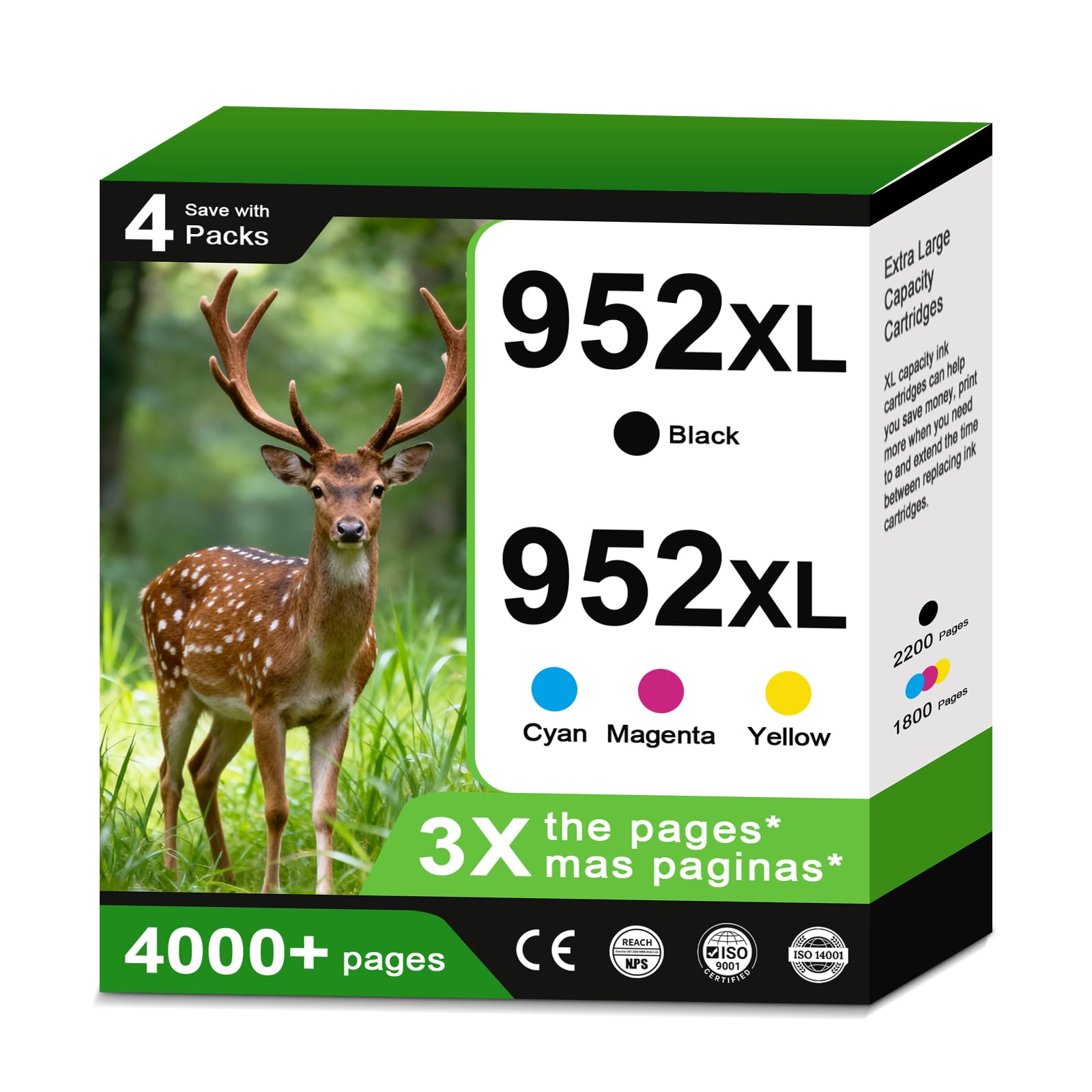 Photo 1 of 952XL Ink Cartridges Combo Pack Compatible Replacement for HP 952 Ink Cartridges 952 XL HP952XL 8710 7740 8720 8715 Printer for OfficeJet 8725 8210 8702 8740 7720 8730 8216 Cyan Magenta Yellow