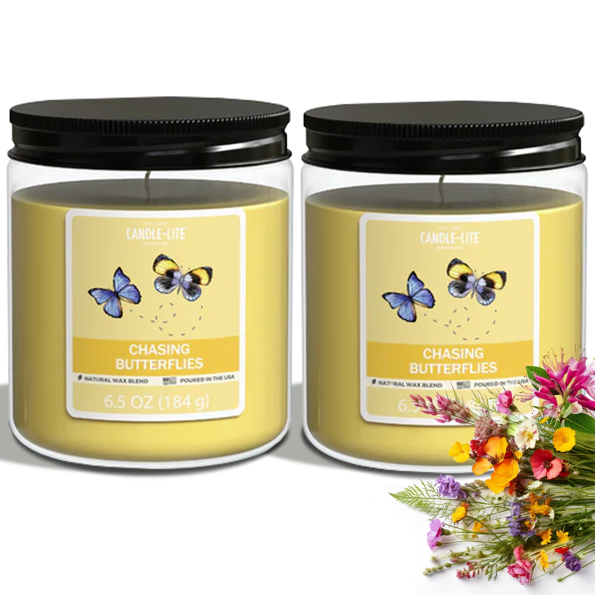 Photo 1 of Candle-Lite Chasing Butterflies Scented Candles Set, Aromatherapy, 2 Pack 6.5 oz Single-Wick Jar, 40 Hours of Burn Time, Perfect for Gifting and Celebration