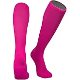 PEAR SOX Allsport Knee High Socks - Moisture Wicking Athletic Tube Socks with Arch and Ankle Support (Neon Pink, M)