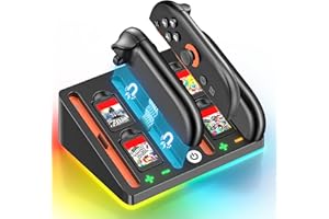 GERSKER Switch 2 Controller Charger Docking Station for 2025 Nintendo Switch 2 Joycon, Fast & Ergonomics Magnetic Charging Dock Station with RGB Lighting & for Joy con 2 Controller Accessories Kit