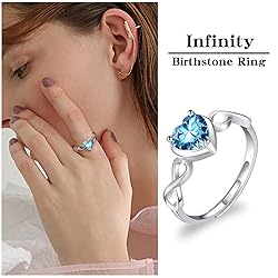 Shysnow Aquamarine Birthstone March Ring for Women