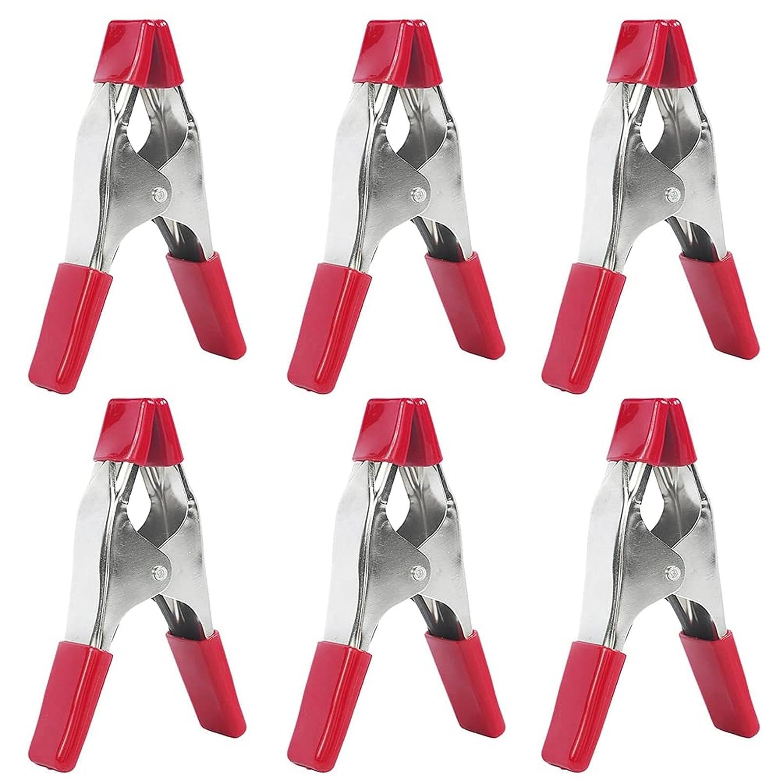 DXiongW 6 Pack Metal Spring Clamps Rubber Coated Heavy Duty Clamp Spring Clamps with Plastic Tipped Grip Holder 4 Inch Strong Clips Clamps for Tarpaulin Market Stall Tent Backdrop Woodworking