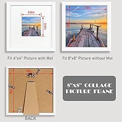 Hongkee 8x8 Picture Frames with Real Glass, White