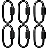 6 Pcs M4 Black Carabiner Chain Quick Links Connector 4mm Thickness Oval Stainless Steel Locking Carabiner Screw Lock Clip by STARVAST for Swing Play Set and Outdoor Equipment