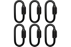 6 Pcs M4 Black Carabiner Chain Quick Links Connector 4mm Thickness Oval Stainless Steel Locking Carabiner Screw Lock Clip By STARVAST for Swing Play Set and Outdoor Equipment