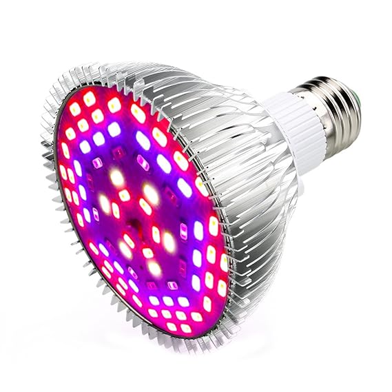 LED Pflanzenlampe 50W E27 78 LEDs Vollspektrum Pflanzenlicht Led Grow Light Lampe für Zimmerpflanzen, Garten Gewächshaus Blüt