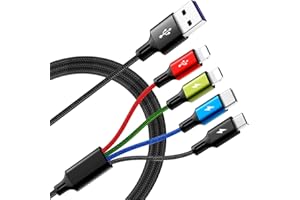 MINLU Multi Charging Cable, [2Pack 6Ft] 4 in 1 Braided Multi Fast Charging Cord, Multiple Charger Cable, USB Cable Adapter IP/Type C/Micro USB Port for Cell Phones Tablets Samsung Galaxy PS & More