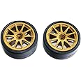 Tamiya 300051219 Drift Tyres Type D with Rims, 26 mm, Pack of 2, Gold