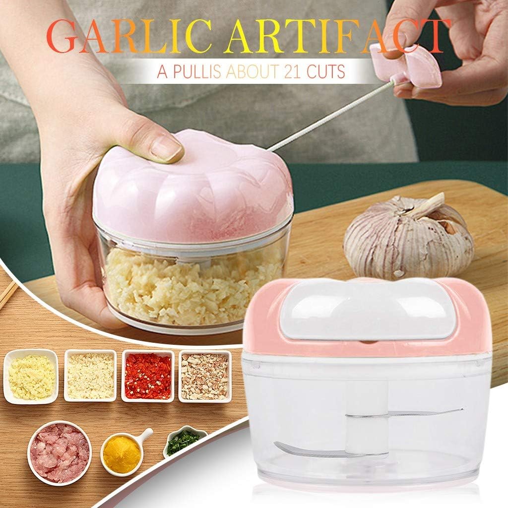 Nesee Manual Food Chopper for Vegetable Fruits Nuts Onions Chopper Hand Pull Mincer Blender Mixer Food Processor (Pink)