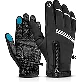 Hikenture Winter Cycling Gloves for Men and Women - Thermal Full Finger Bike Gloves - Touch Screen Windproof Warm Non-Slip Road Mountain Bicycle Gloves for Running,Driving,Hiking,and Skiing
