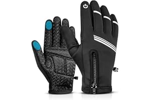 Hikenture Winter Cycling Gloves for Men and Women - Thermal Full Finger Bike Gloves - Touch Screen Windproof Warm Non-Slip Road Mountain Bicycle Gloves for Running,Driving,Hiking,and Skiing
