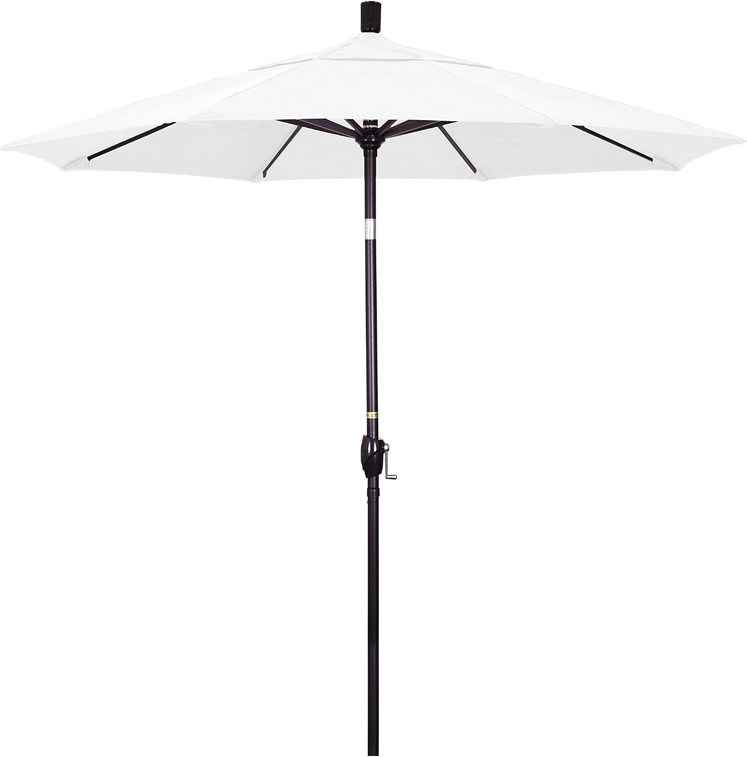 Amazon Com California Umbrella Gspt758117 F04 7 5 Round Aluminum Market Crank Lift Push Button Tilt Bronze Pole Olefin White Patio Umbrella Canvas Patio Umbrellas Garden Outdoor