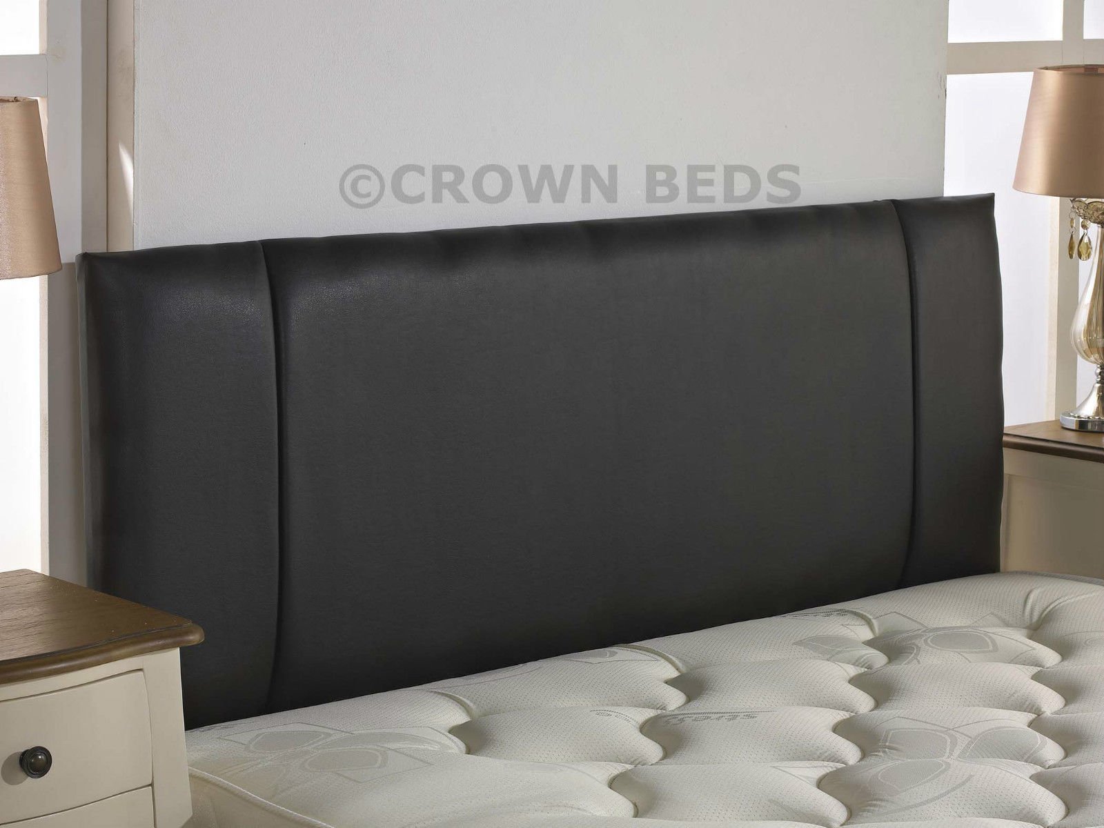 CROWNBEDSUK QUALITY FAUX LEATHER PORTOBELLO HEADBOARD 2ft6,3ft,4ft,4ft6,5ft,6ft NEW!!!!! (5ft kingsize, black)