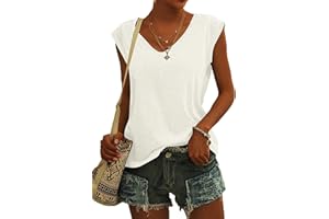 AUSELILY Womens Tops Summer Cap Sleeve T-Shirt Loose Fit Tank Tops