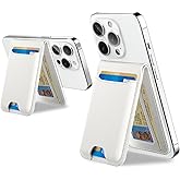 TopMade for Magsafe Wallet, Strongest Magnetic Card Holder with Adjustable Phone Stand, ID Window, Leather Magnetic Phone Wallet for iPhone 17/16/15/14/13/12 Series, RFID Blocking, Fit 6 Cards, White