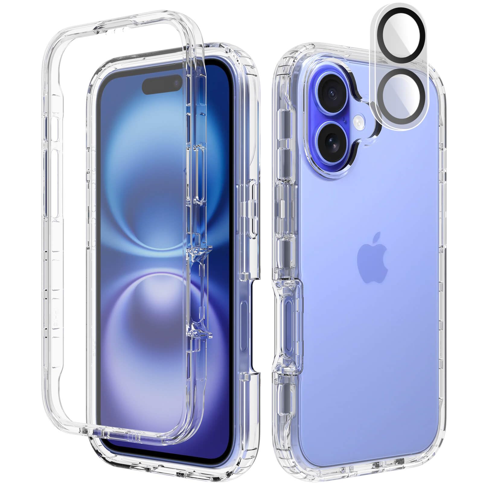 Leedia Designed for iPhone 16 Case, Full Body Shockproof Protective Case, with Built-in Screen Protector, Anti-Scratch 360° Clear Front Back Cover, Compatible with iPhone 16 6.1"