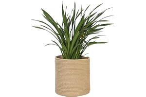 MEGASKET Woven Jute Plant Basket, Wicker Basket Planter for 10 inch Pot, Round Indoor Tree Pot Cover, Small Boho Storage Bin Organizer, Rustic Baskets for Plants and Home Decor, 11”X11”