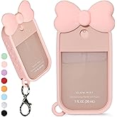 ULTRASKINX Silicone Bow Case Compatible with Touchland Hand Sanitizer Spray 1 oz (30 mL), Cute Holder with Keychain Clip, Gift for Girls (Blush Pink)