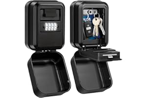 TEUEN Key Lock Box, Waterproof Wall Mount Lock Box for Keys with Code, 4 Digit Combination Lockbox Resettable Code Security S
