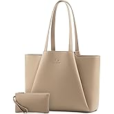 LOVEVOOK Laptop Tote for Women - 15.6 Inch Faux Leather Laptop Bag with Clutch, Large Capacity Office Purse Computer