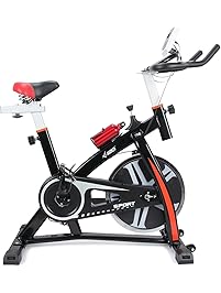 Akonza Stationary Exercise LED Display Cycling Bicycle Heart Pulse Trainer Bike Bottle Holder, Red/Black/White