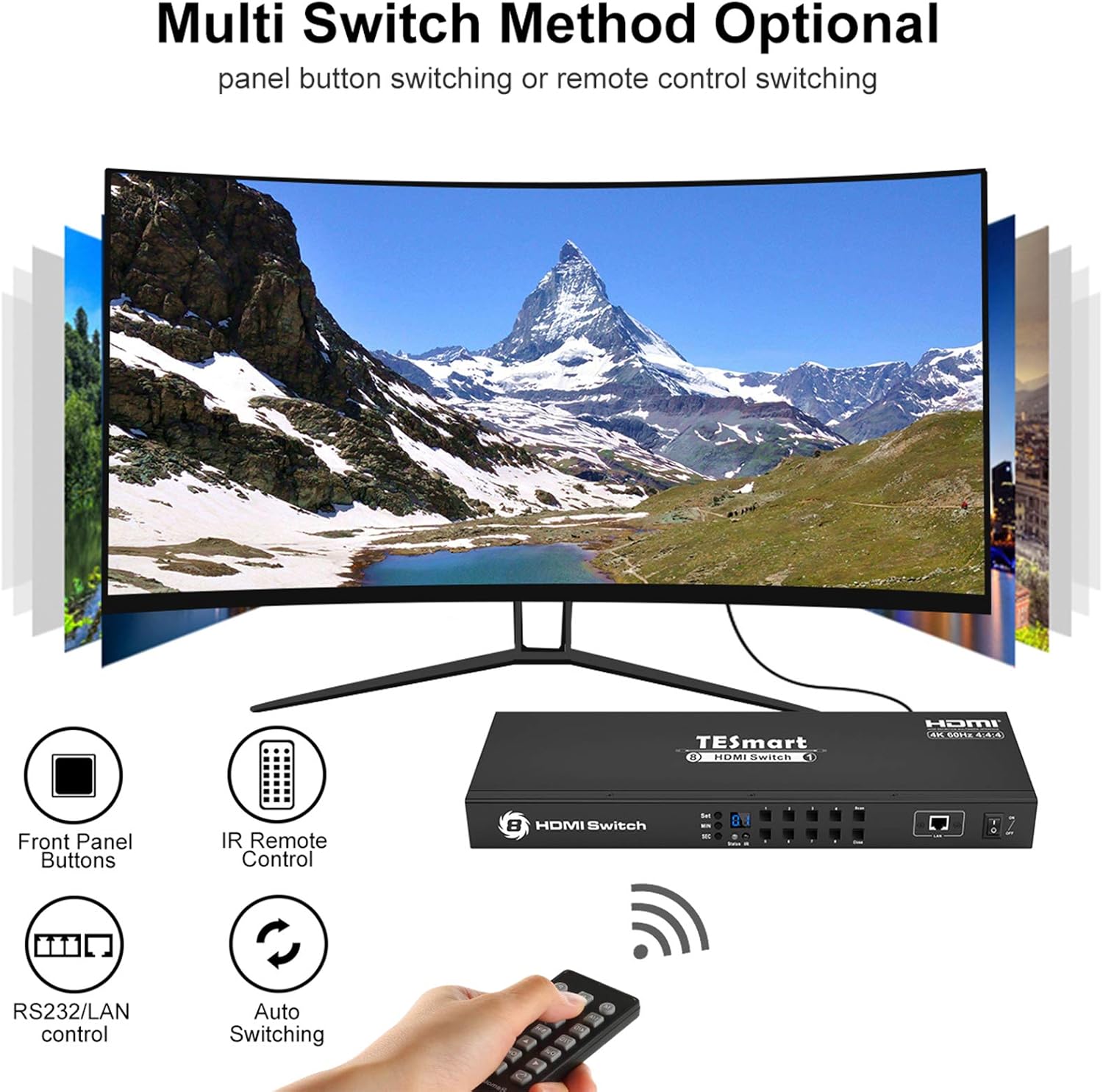 TESmart HDMI Switcher 8x1 4K 60hz 8 in 1 Out HDMI Switch Box with RS232 LAN Port Support HDCP2.2, 8 Port HDMI Switch Compatible with HDTV DVD Xbox PS4 Apple Roku TV: Home Audio & Theater