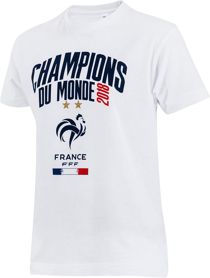 Equipe De France De Football Football T Shirt Fff Champion Du Monde 2018 Official Collection For Kids White Amazon De Bekleidung