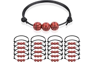 ZELARO 20 Pcs Sports Party Favors Charm Bracelets,Soccer Basketball Football Baseball Volleyball Bead Ball Bracelets Adjustable Inspirational Wristbands Sport Theme Birthday Party Favor Gifts for Teen Adults