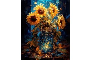 Eiazuiks Diamond Painting Kits for Adults, Sunflowers 5D DIY Diamond Art Kits Full Drill Diamond DotS for Gift Wall Decor Gem Arts 12x16 inch