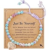 YOUNGGRACE Natural Stone Bracelet for Girls – Inspirational Adjustable Bracelet with Message Card, Teen Bracelets for Girls Ages 11–14, Meaningful Jewelry Gift for Birthday First Communion Graduation