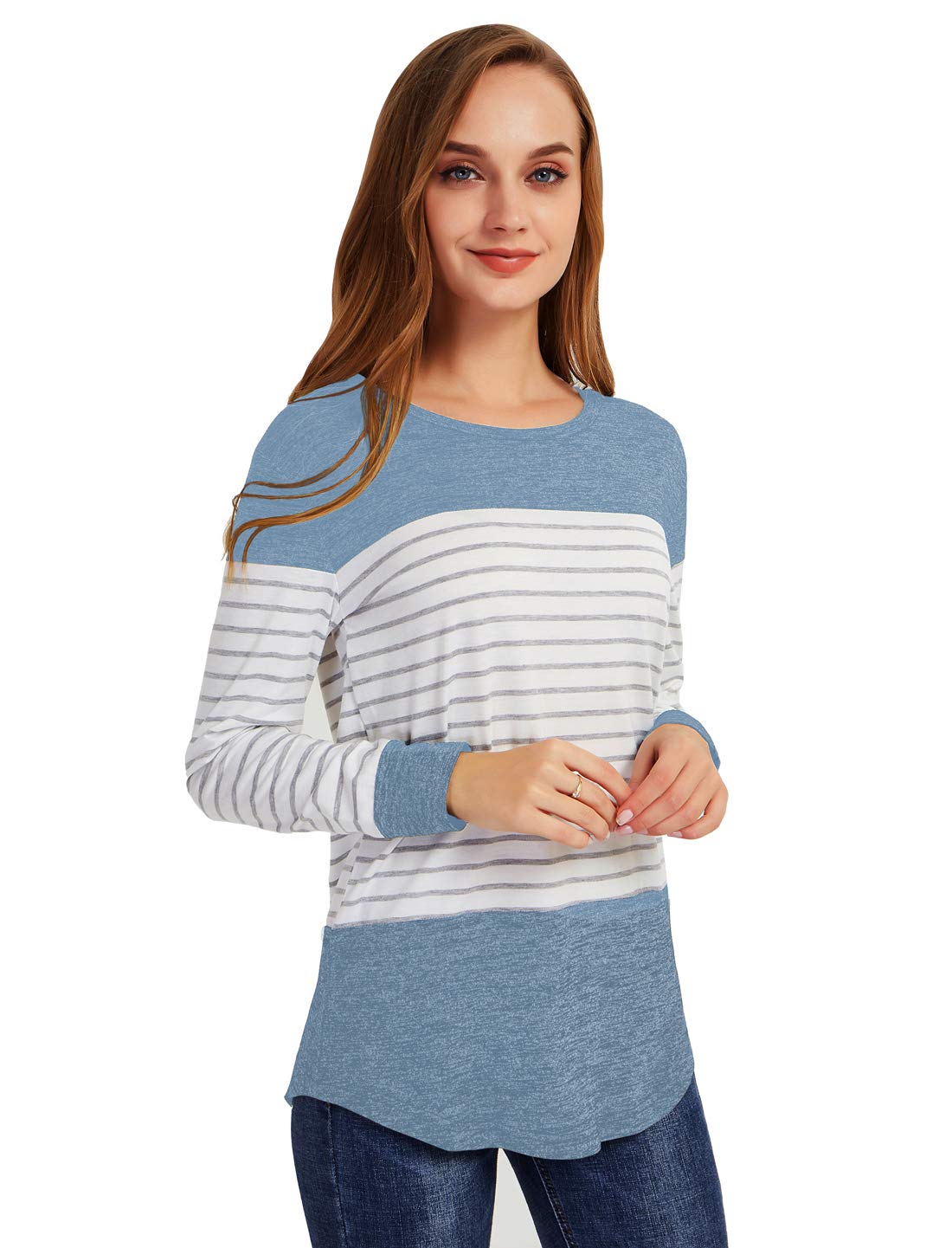 Gititlys Women Long Sleeve Cotton Shirt Blouse Loose Top Casual T-Shirt S