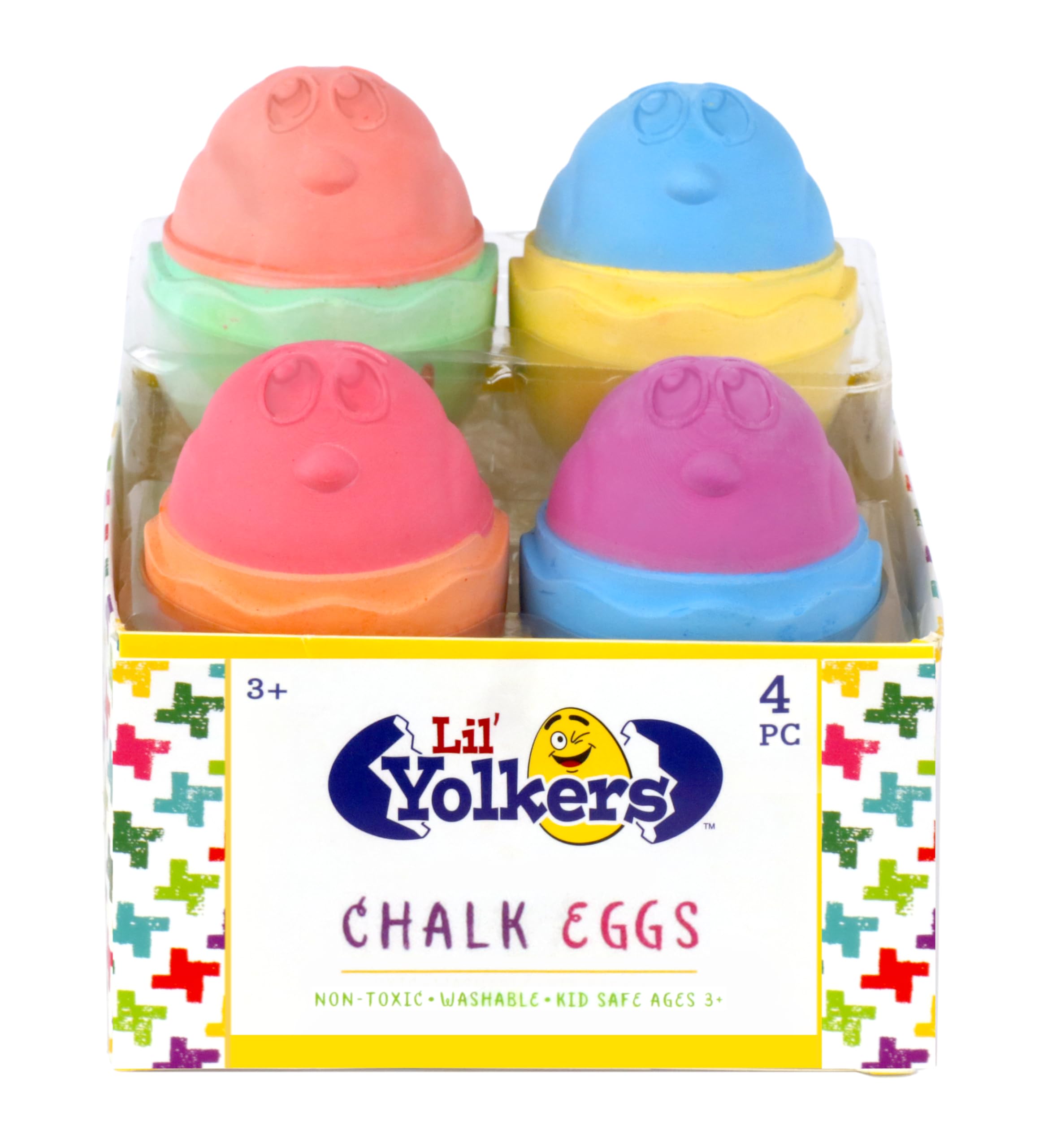 Kid Made Modern 4 Pcs Sidewalk Chalk Set for Kids, Washable Outdoor Drawing Chalk for Easter Basket Stuffers, Colored Lil Yolkers Egg Chalk for Egg Hunt Party Favors, Ages 3+ (Multicolor)