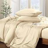 Horbaunal Tencel Lyocell Duvet Cover Queen Size 3 Piece - Sandstone Silky Cooling Duvet Cover Set for Hot Sleeper - Natural Eucalyptus Lyocell Fiber - Breathable & Ultra-Soft Bedding Set - 90" x 90"