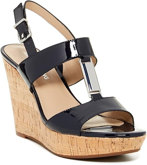 navy wedges open toe
