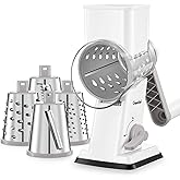 Geedel Upgraded Rotary Cheese Grater Hand Crank, Vegetable Shredder Slicer | 4 Blades, Stronger Suction Base, Wider Chute, 18x Faster Cutting, No BPA, Stainless Steel, for Cheese, Veggies, Nut