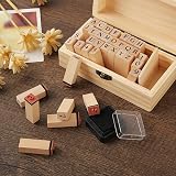 Ziranee Wooden Rubber Stamps Kit 36 Letters w/ Storage Box for Crafts view 5